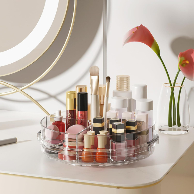 Round Lazy Susan Turntable with Divided Trays