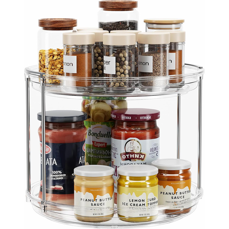 2 Tier Lazy Susan Tray Rack