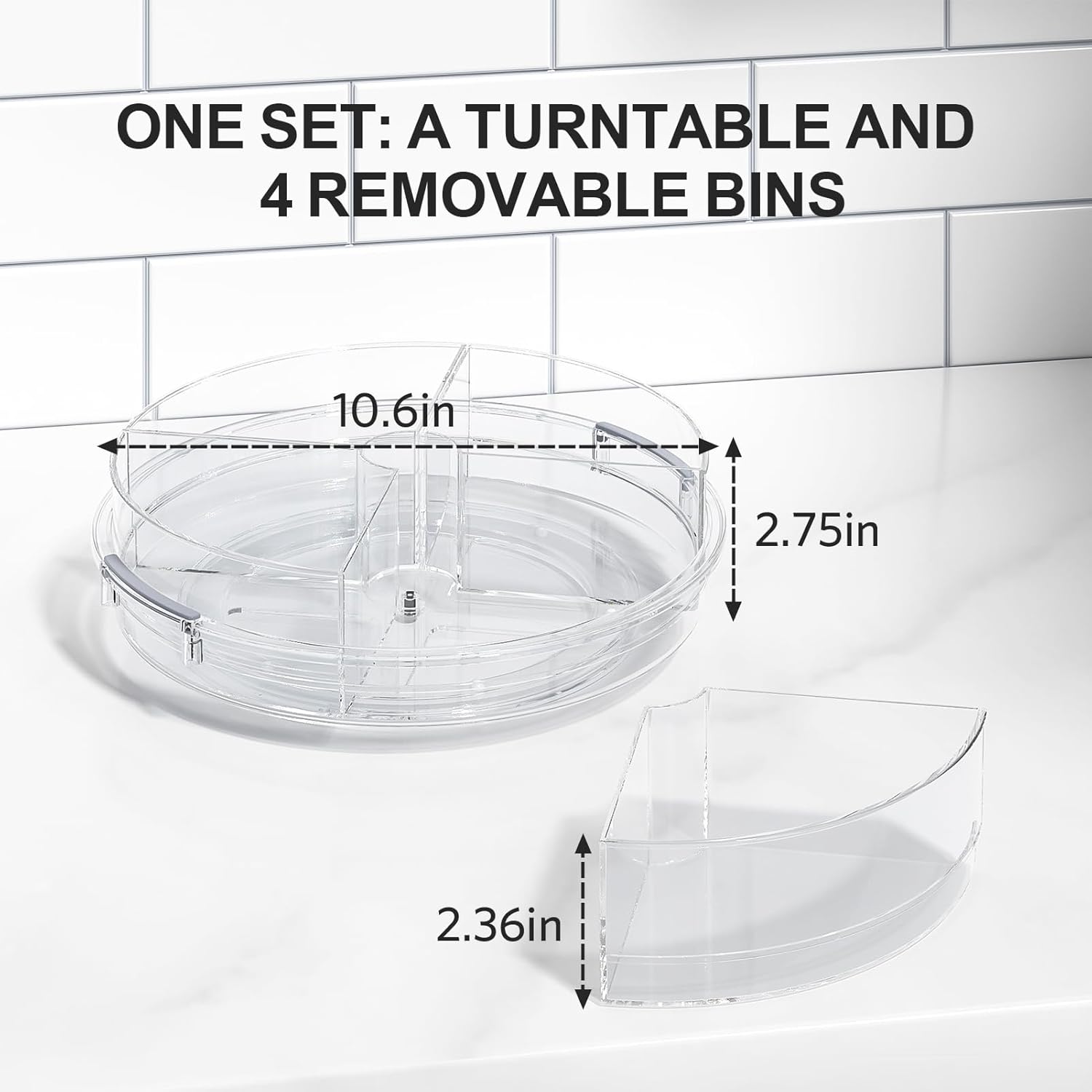 Round Lazy Susan Turntable with Divided Trays