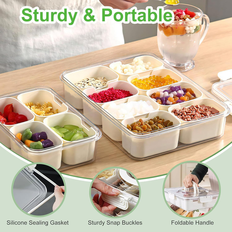 Divided Serving Tray with Lid And Handle