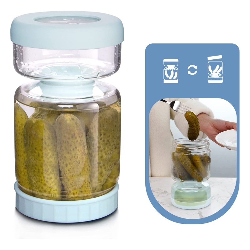 Glass Pickle Jar Blue