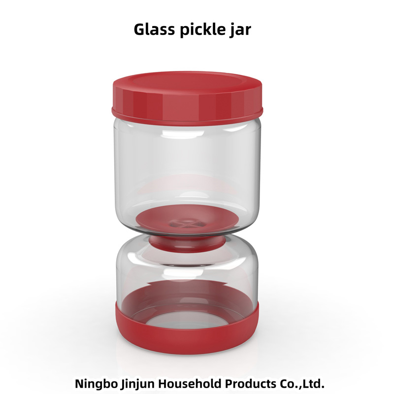 Glass Pickle Jar Red