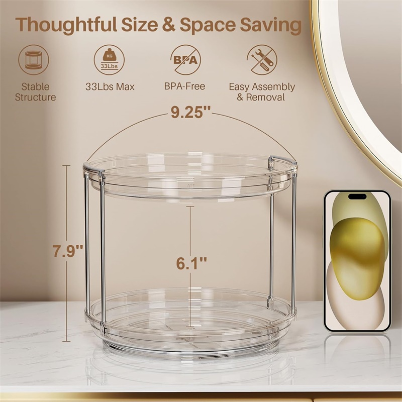 2 Tier Lazy Susan Tray Rack