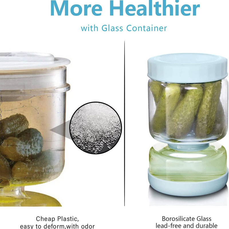 Glass Pickle Jar Blue