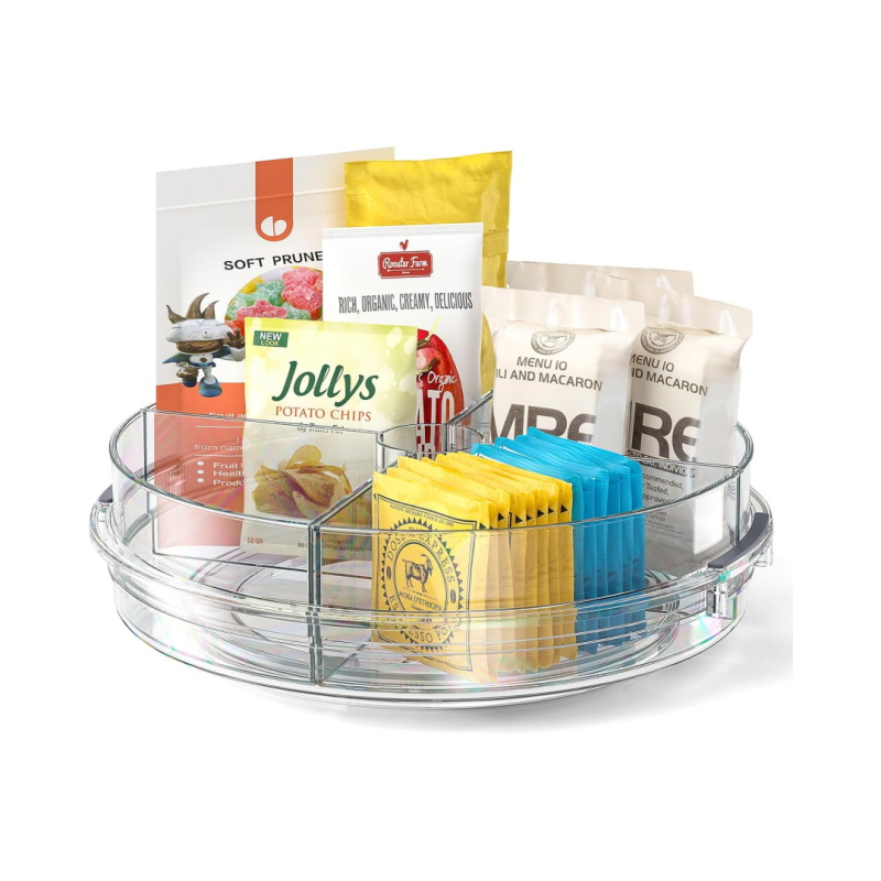 Round Lazy Susan Turntable with Divided Trays