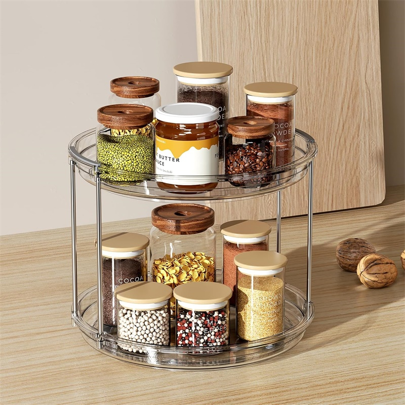 2 Tier Lazy Susan Tray Rack