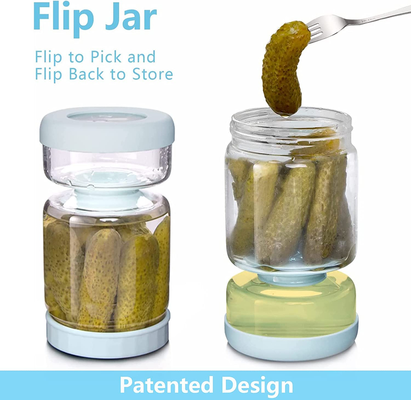 Glass Pickle Jar Blue