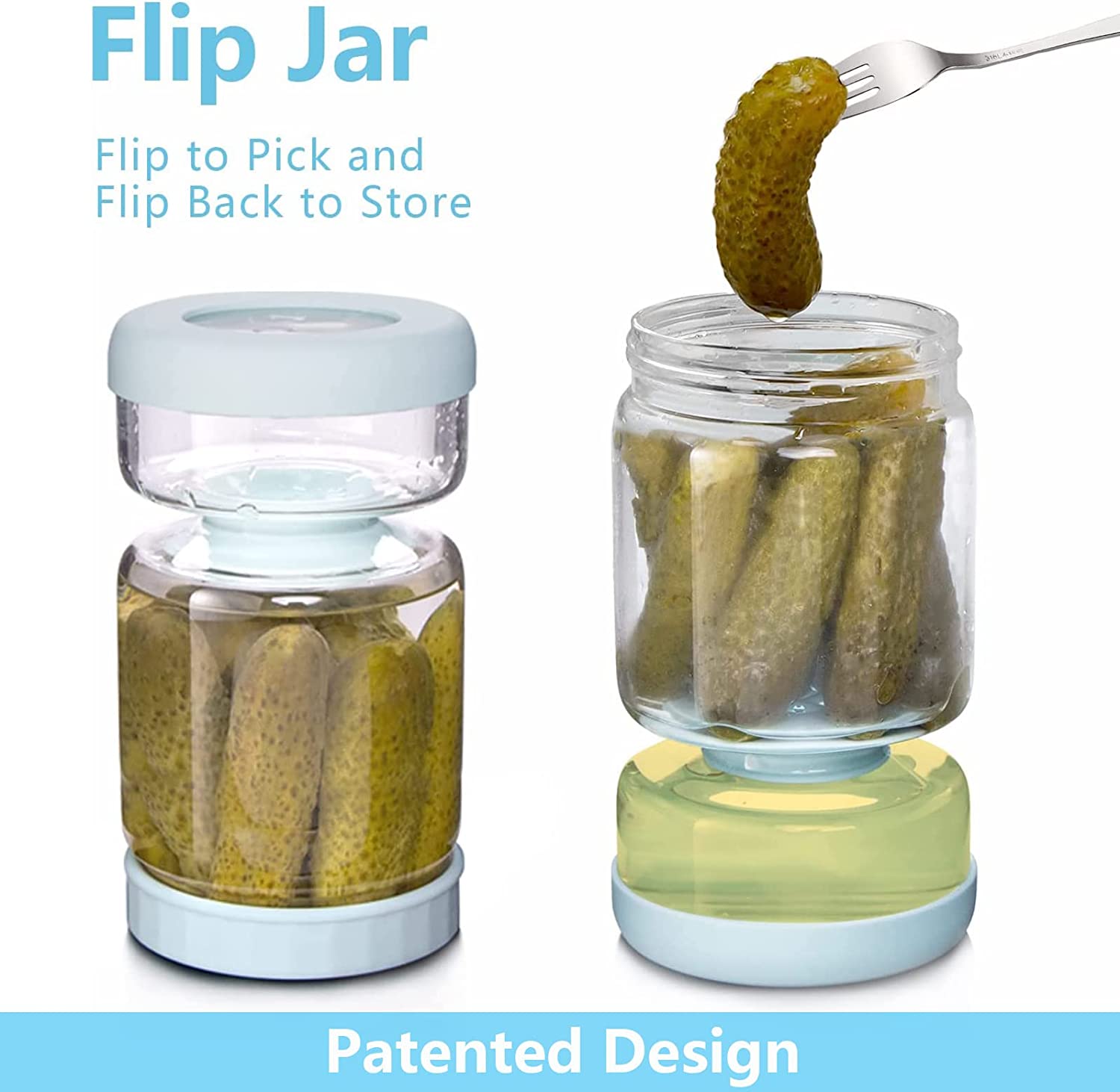 Glass Pickle Jar Blue